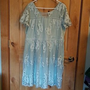 Seafoam lace midi dress